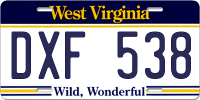 WV license plate DXF538