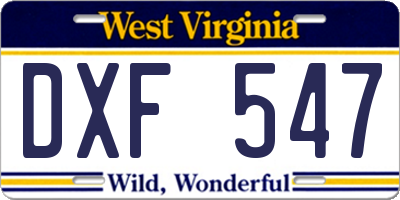 WV license plate DXF547