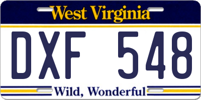 WV license plate DXF548