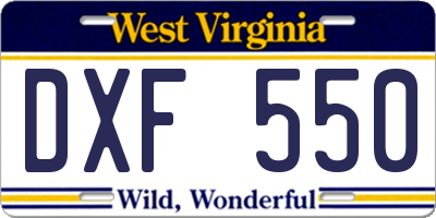 WV license plate DXF550