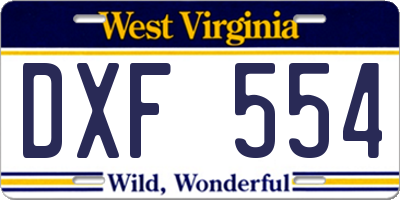 WV license plate DXF554