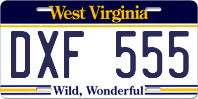 WV license plate DXF555