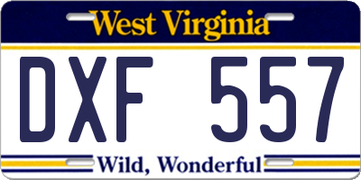 WV license plate DXF557