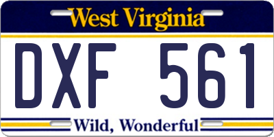 WV license plate DXF561