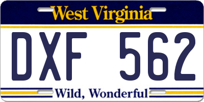 WV license plate DXF562