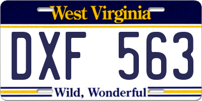 WV license plate DXF563