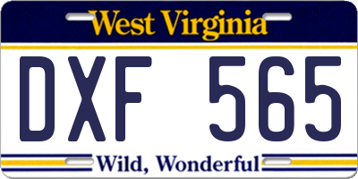 WV license plate DXF565