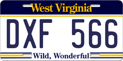 WV license plate DXF566