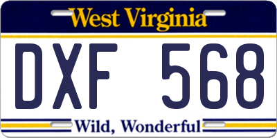 WV license plate DXF568