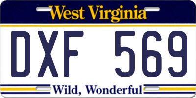 WV license plate DXF569