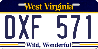 WV license plate DXF571