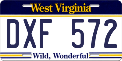 WV license plate DXF572