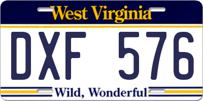 WV license plate DXF576