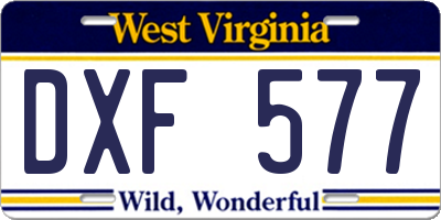 WV license plate DXF577