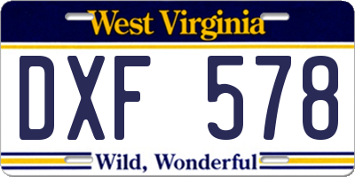 WV license plate DXF578