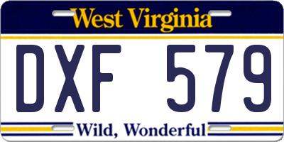 WV license plate DXF579