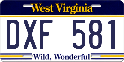 WV license plate DXF581