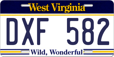 WV license plate DXF582