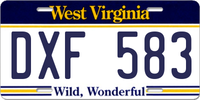 WV license plate DXF583