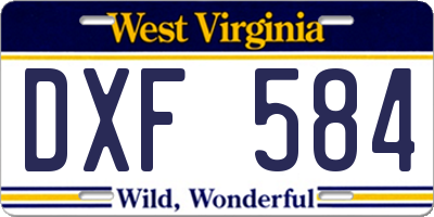 WV license plate DXF584