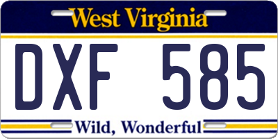 WV license plate DXF585