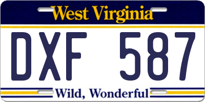WV license plate DXF587