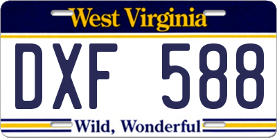 WV license plate DXF588