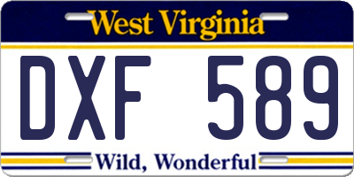 WV license plate DXF589