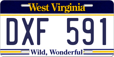 WV license plate DXF591