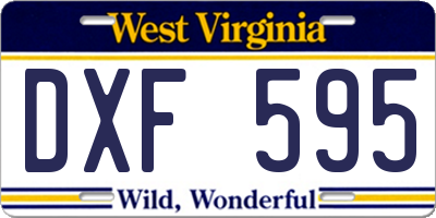 WV license plate DXF595