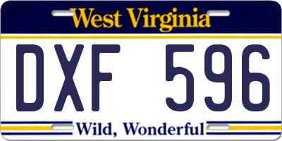 WV license plate DXF596