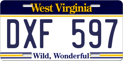 WV license plate DXF597