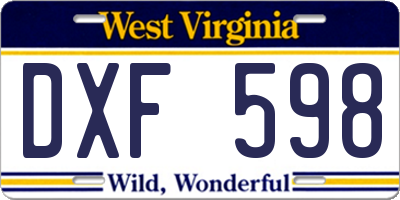 WV license plate DXF598