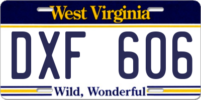 WV license plate DXF606
