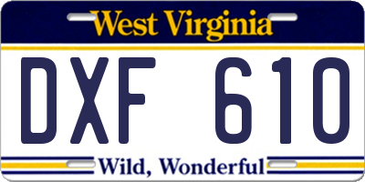 WV license plate DXF610
