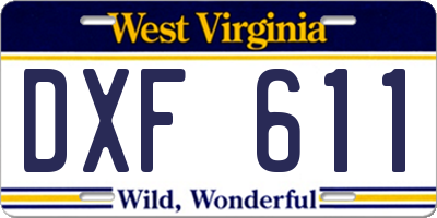 WV license plate DXF611