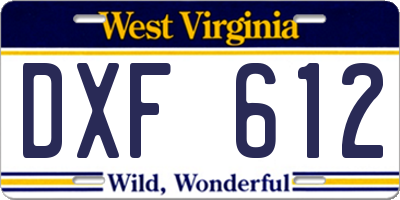 WV license plate DXF612