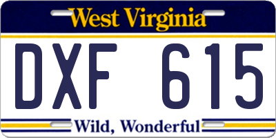 WV license plate DXF615