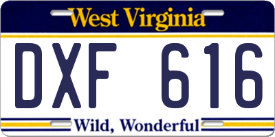WV license plate DXF616