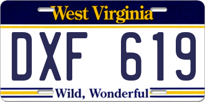 WV license plate DXF619