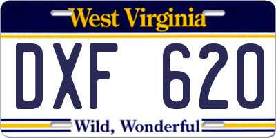 WV license plate DXF620