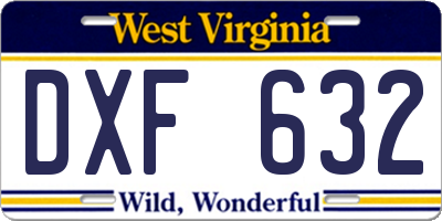 WV license plate DXF632