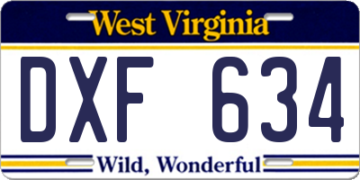 WV license plate DXF634
