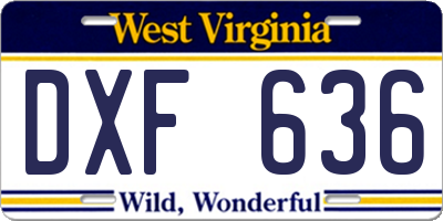 WV license plate DXF636