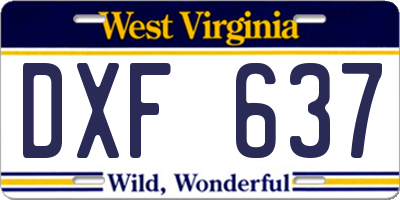 WV license plate DXF637