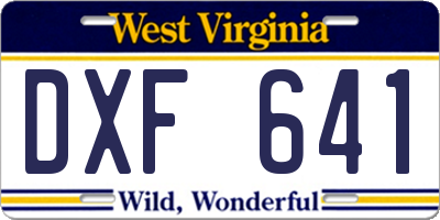 WV license plate DXF641