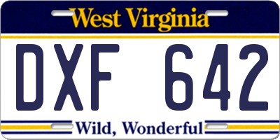 WV license plate DXF642