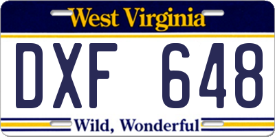 WV license plate DXF648