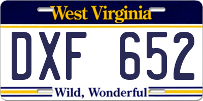 WV license plate DXF652