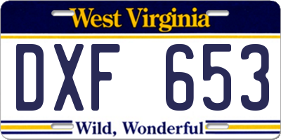 WV license plate DXF653